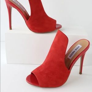 Steve Madden Sinful Red Suede peep toe Mule!